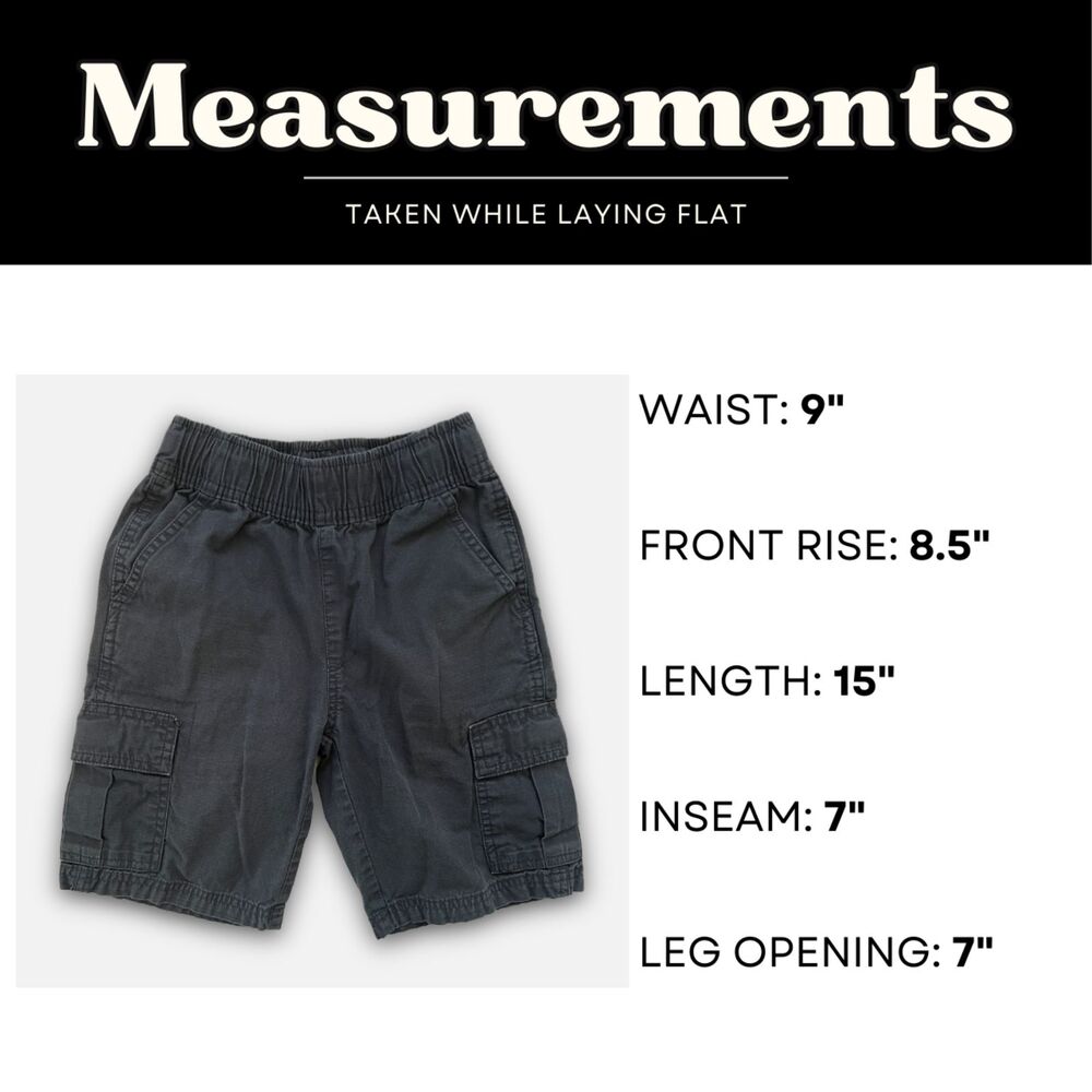 Childrens Place Boys Size 6 Washed Black Adjustable Uniform Pull on Cargo Shorts - Picture 6 of 6